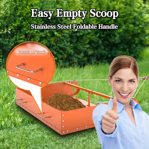 Pasture Manure Scoop, Tow Behind Manure Scoop for Horses Paddocks, Picks Up for Small Manure from Horse, Sheep, Goat, Alpaca, Instead of a Manure Fork ATV Rake