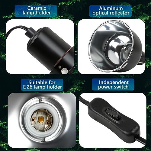Reptile Light Fixture, 5.5 inch Optical Reflection Shallow Dome Heat Lamp Fixture, UVB Heat Basking Lamp Fixture for Amphibian Reptile Terrariums - size: 5.5in Shallow Dome