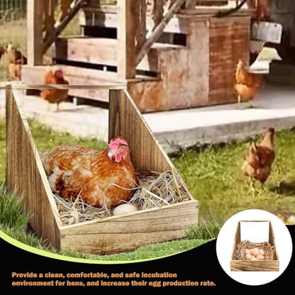 Wooden Single Compartment Chicken Nesting Box for Outdoor Coop - Comfortable Laying Box for Hens, Ducks and Poultry with Easy-Clean Design and Ventilated Egg Laying Space for Backyard Chickens