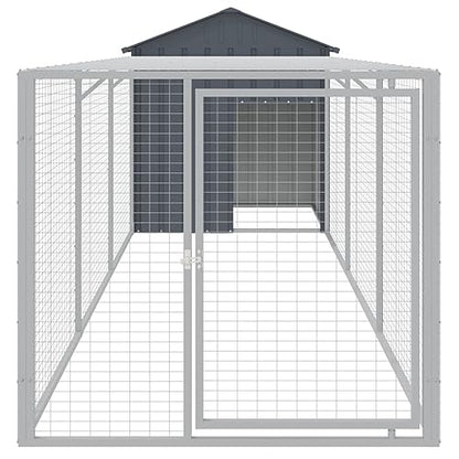 Chicken Cage Outdoor 159x46x48 in Anthracite Galvanized Heavy Duty Steel Coop Large Run for Backyard Poultry Hen House Garden Flock - size: 159.4 x 46.1 x 48.4 in (W x L x H)