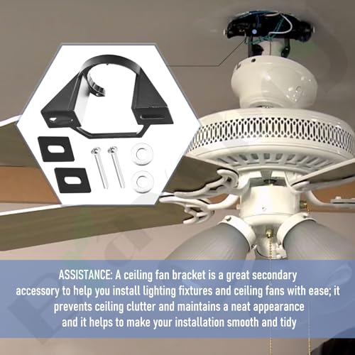 2 Pcs Ceiling Fan Mounting Bracket Ceiling Fan Mounting Kits 77059 Compatible with Ca-thedral Ca-nopy Living Room, Ceiling Fan Parts Black (Without Wire)