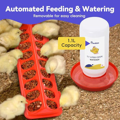 Pawaboo Chick Brooder Box for Chick Starter Kit, Brooder Pen/Chicken Supplies Brooders Box with Chicks Perch Brooding Up to 15 Chicks, Duck and Quail, Red+Black - color: Z-Red+Black