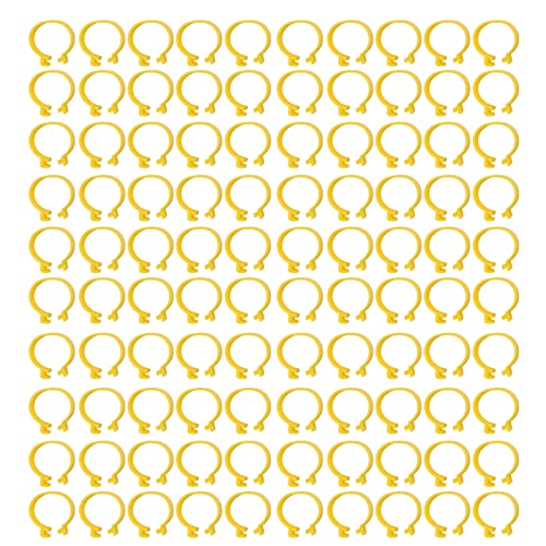 100 Pcs Chicken Ankle Rings, Chicken Leg Bands Yellow Chicken Leg Rings, 18mm Plastic Poultry Leg Bands Rings for Ducks Chicks Goose Turkey - size: 18mm