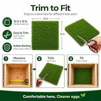 Chicken Nesting Pads, 12x12 Washable Artificial Grass Mat for Chicken Coop, Reusable Pet Garden Turf with Rubber Backing (6PCS) - color: 6PCS