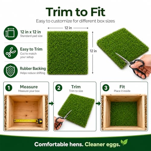 Chicken Nesting Pads, 12x12 Washable Artificial Grass Mat for Chicken Coop, Reusable Pet Garden Turf with Rubber Backing (4PCS) - color: 4PCS