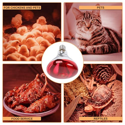 250W Red Heat Lamp Bulbs for Chicken,Infrared Flood Light Heat Lamp Bulb, Incandescent Light Heat Lamps for Chicks, Reptile, Pets, Par38 Glass E26 Base - size: Par38 250W 1PCS