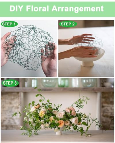 vensovo Green Chicken Wire for Crafts – 13.7"×157" PVC Coated Hexagonal Mesh Roll, cuttable and Shapeable Floral Wire Netting for Wedding Decorations, Garden Fencing - size: 13.7 inch × 13.1 Ft