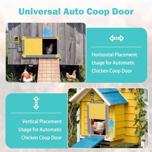 Suumerpety Solar-Powered Automatic Chicken Coop Door - Weatherproof & Predator-Resistant Auto Opener for Chicken Houses/Duck Runs, Dual Power Modes, Safety Sensor, Easy Installation (Grey)