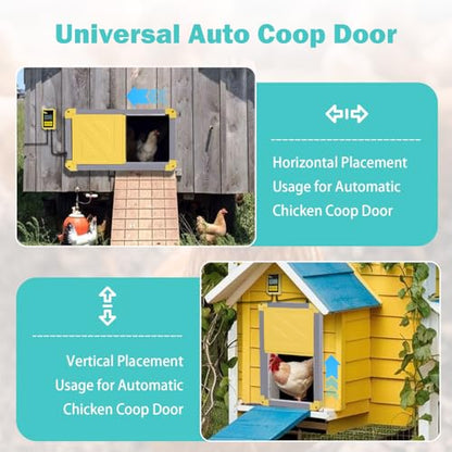 Suumerpety Solar-Powered Automatic Chicken Coop Door - Weatherproof & Predator-Resistant Auto Opener for Chicken Houses/Duck Runs, Dual Power Modes, Safety Sensor, Easy Installation (Grey)