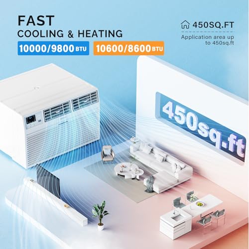 ROVSUN Smart 10000 BTU Through the Wall Air Conditioner with Heat, Wall AC Unit & Heater Combo with Remote, APP & Voice Control & Timer Function, Compatible with Alexa/Google Assistant, 230V/60Hz - style: 10000BTU-AC & Heater-230V
