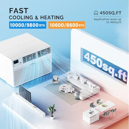 ROVSUN Smart 10000 BTU Through the Wall Air Conditioner with Heat, Wall AC Unit & Heater Combo with Remote, APP & Voice Control & Timer Function, Compatible with Alexa/Google Assistant, 230V/60Hz - style: 10000BTU-AC & Heater-230V