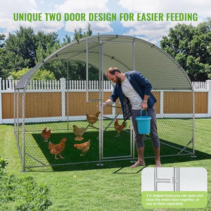 Large Metal Chicken Coop, Chicken Runs for Yard with Cover, Arch Roof Chicken Coop, Outdoor Chicken Pen, Heavy Duty Galvanized Steel Frame, Waterproof Cover, 10 x 13 x 6.5 FT - size: 10' x 13'