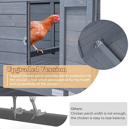 Petsfit Large Chicken Coop with Upgraded Perches, Wooden Outdoor Chicken Cage with Large Nesting Box, Weatherproof Open Asphalt Roof &Removable Bottom, Duck House, Rabbit Hutch - color: Grey