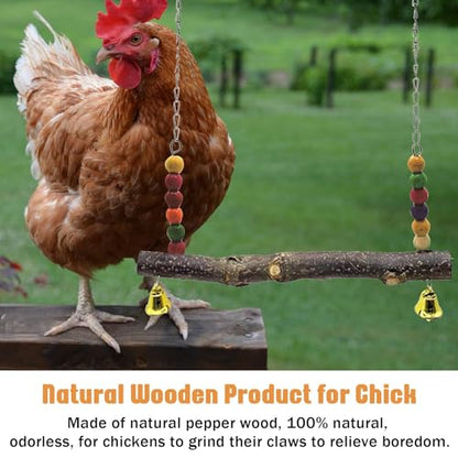 Chicken Bird Swing,Chicken Perch,Natural Wooden Swing Toys,Wood Stand for Chick,Safe and Relief of Stress,Chicken Coop Accessories,Coop Swing for Chicken Bird,Parrot,Hens (A) - color: B-2PCS