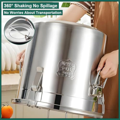 304 Stainless Steel Flour Canister, 9L/2.4Gal Airtight Metal Canisters with Lids, Stainless Steel Storage Containers for Kitchen Outdoor - size: Standard 9L/2.4gal