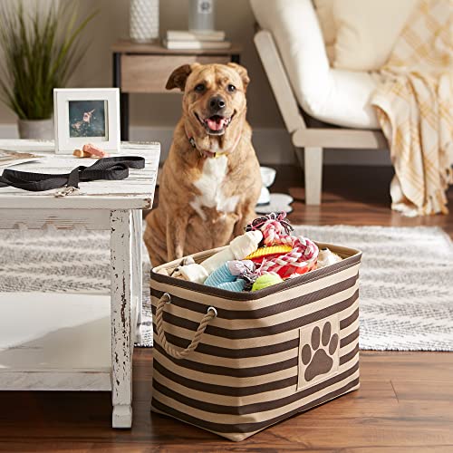 Bone Dry Pet Storage Collection Striped Paw Patch Bin, Medium Rectangle, Brown - color: Brown, size: Medium Rectangle