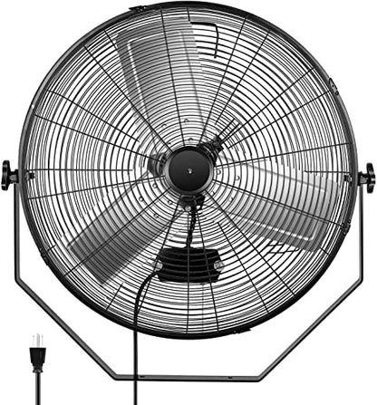 Simple Deluxe 24 Inch Industrial Wall Mount Fan, 3 Speed Metal Fan for Warehouse, Greenhouse, Workshop, Patio, Factory and Basement, Black - size: 24 Inch
