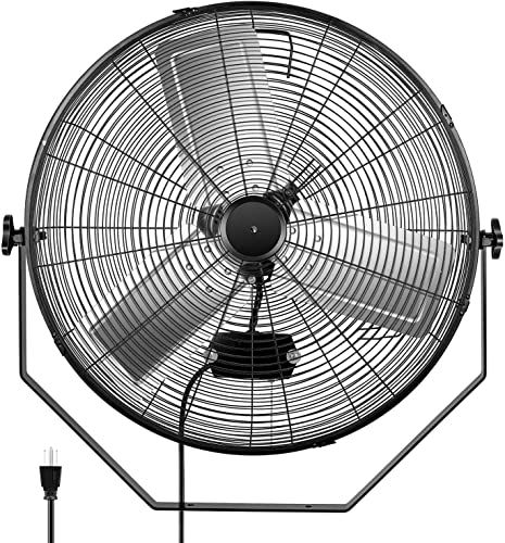 Simple Deluxe 24 Inch Industrial Wall Mount Fan, 3 Speed Metal Fan for Warehouse, Greenhouse, Workshop, Patio, Factory and Basement, Black - size: 24 Inch