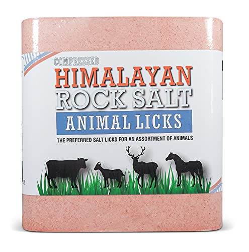 Salt Block for Deer & Horses – Compressed Mineral Salt Lick for Livestock, Cattle & Goats – Himalayan Secrets Pink Rock Salt Block (22LB/10KG, Block w/ Mounting Hole) - size: 22 Pound (Pack of 1)