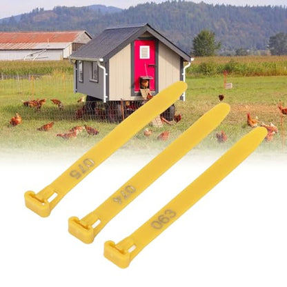 Semme Reusable Chicken Leg Bands Numbered 100 for Easy Poultry Identification Ideal for Ducks Chicks Pigeons Geese (Green) (Yellow) - color: Yellow