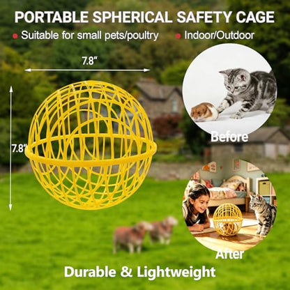 7.8" Ball-Shaped Movable Pigeon Chick Coop, Little Rabbit Duck Guinea Pig Safe Walking Net,Preventing Dog Bites, Predation by Eagles Wolves Cats Eagles, Pet Safety Cage - color: Yellow
