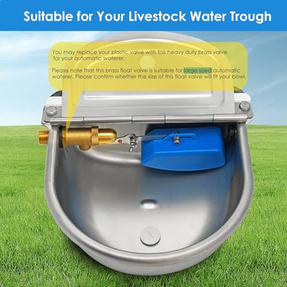 2 Pack Brass Float Valve 1/2 Inch, Livestock Water Tank Float Valve Switch Brass Float Ball Valve Shut Off Pool Auto Fill Valve for Automatic Waterer - style: 1/2 Inch