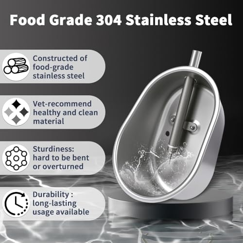 Danbark Large Pig Waterer Bowl with 1/2" NPT(F) Thread - 304 Stainless Steel Large Oval Design for Swine,Hog,Livestock (Durable & Rustproof)
