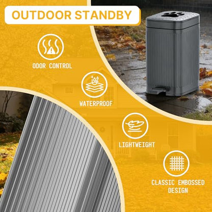 Dog Poop Trash Can Outside, 2.7Gal Dog Waste Trash Can with Lid, Foot Pedal, Dog Waste Container with 20 Bags, Pet Poop Bucket with Soft Close for Backyard Odor Control, Grey - size: 10L Grey Dog Trash Can
