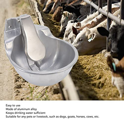 CDQL Automatic Livestock Drinking Bowl Farm Animals Waterer Extra Large Livestock Push Paddle Automatic Metal Waterer Aluminium Alloy Thickened Drinking Sink for Horse Cattle Sheep Dog