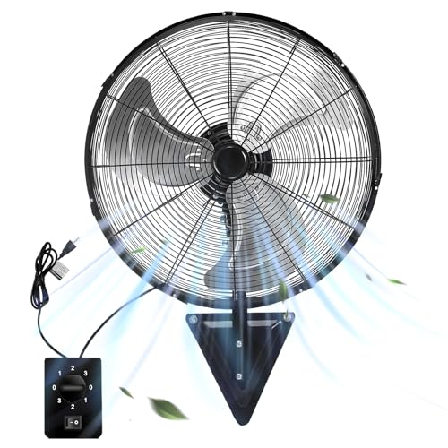 TMWINGS 20 Inch Wall Mount Fan, Heavy Duty Oscillating Wall Mounted Fan with 6600 CFM, High Velocity 3 Speed Fans with Adjustable Tilting for Workshop, Garage, Patios, Commercial and Industrial - color: 20" Black