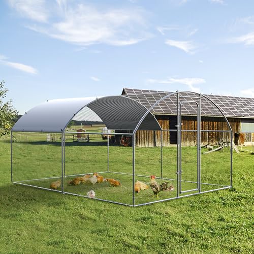 Oranland Large Metal Chicken Coop Walk-in Chicken Run for Yard Chicken Pen Outdoor Heavy Duty Poultry Cage with Waterproof and Anti-Ultraviolet Cover for Outdoor Farm Use