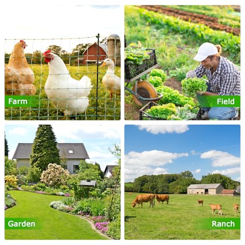 Electric Fence Netting, 47.2" H x 164'L Electric Chicken Fence, Portable Chicken Fence with Double Spiked Fiberglass Posts for Chickens, Ducks,Turkeys, Sheep, Geese in Yard, Farms,Backyards, Garden