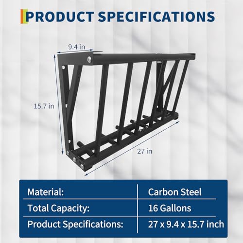 Patikuin Heavy Duty Wall Mounted Hay Feeder Rack, 27"/63" Optional Sizes, Carbon Steel Rust-Resistant Livestock Feeding Trough for Horses, Goats, Cattle, Space-Saving Farm & Stable Tool - size: 27 inch
