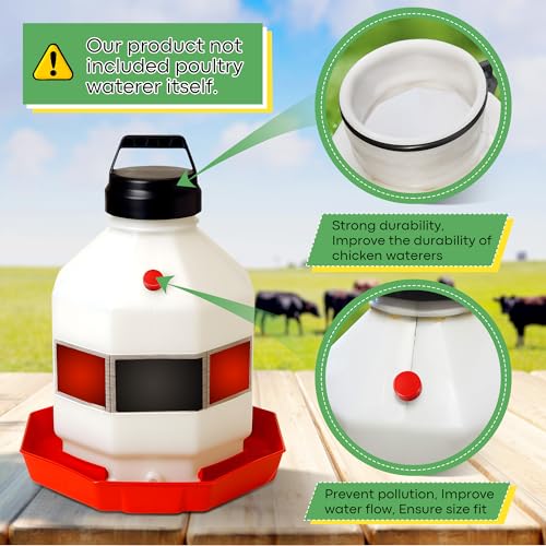 Poultry Fountain Renewal Waterer Parts, 10 Replacement Caps & 4 O Rings, Compatible with Miller PPF3/PPF5/PPF7 & Compatible with Farm-Tuff 3/5/7 Gallon Poultry Founts(Red) - color: Red