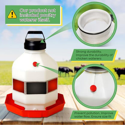 Poultry Fountain Renewal Waterer Parts, 10 Replacement Caps & 4 O Rings, Compatible with Miller PPF3/PPF5/PPF7 & Compatible with Farm-Tuff 3/5/7 Gallon Poultry Founts(Red) - color: Red