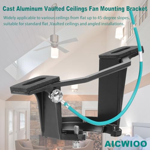 Sloped Ceiling Mounting Bracket with Hanger Ball for Ceiling Fan, Cast Aluminum Vaulted Fan Adapter for Angled Ceilings Up to 45°, Fits 1" O.D. Non-Threaded Downrods, Matte Black (No Canopy)