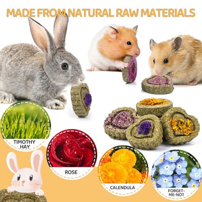 VESPRO 30PCS Guinea Pig Hay Food Natural Rabbit Chew Toys for Teeth，Hamster Toys, Bunny Chew Toys Timothy Hay Treats for Rabbits Chinchillas Rats, Small Animals Teeth Grinding - size: 30Pack-grass cake