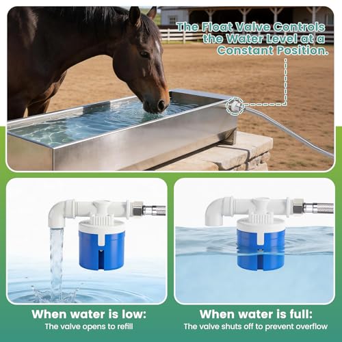 12Gal Automatic Livestock Water Trough, Stainless Steel Auto Dog Water Bowl Dispenser with Float Valve Kit, Self Filling Livestock Waterer Outdoor Extra Large Bowl for Dog Horse Goat Cow - size: 12 Gal