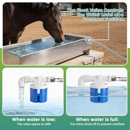 12Gal Automatic Livestock Water Trough, Stainless Steel Auto Dog Water Bowl Dispenser with Float Valve Kit, Self Filling Livestock Waterer Outdoor Extra Large Bowl for Dog Horse Goat Cow - size: 12 Gal