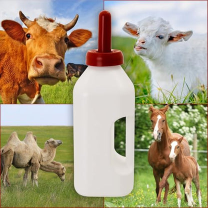 2 Quart Calves Nursing Bottle with a Replacement Nipple，Nursing Feeding Bottle with Hand Grip Handle for Feeding Baby Goats Calf Farm Equipment
