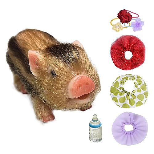 OtardDolls Reborn Pig Dolls, 5 Inch Realistic Newborn Full Silicone Lifelike Reborn Pig Dolls Soft & Stylish Real Life Silicone Animals Realistic with Toy Accessories