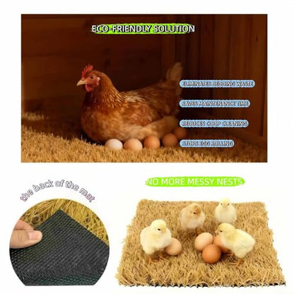 AuroVyxx Chicken Nesting Box Pads 4 Pack 12x12 Inch - Waterproof Washable Hen Nesting Pads, Easy Clean Reusable Nest Boxes Liners, Fake Grass Mat Artificial Indoor Turf with Drain Holes