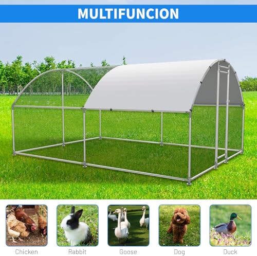 2 Pack Chicken Coop Cover Waterproof, 11.3 * 6.3 FT Chicken Run Cover Coop Tarp, Large Chicken Coop, Duck Coop Tarp Replacement,White (Top Cover Only, Frame Not Included)