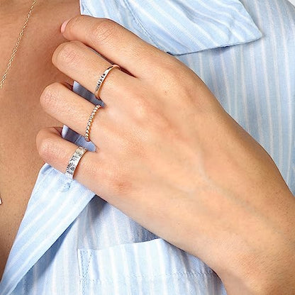 By Hannah Design Teeny Tiny Stacking Sterling Silver Ring Personalized Ring