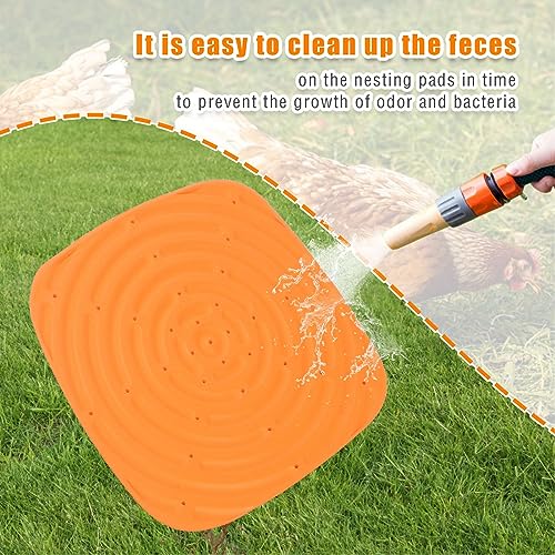 TOPINCN 4Pcs Chicken Nesting Mats, Washable & Reusable Nesting Pads Egg Laying Mats for Chicken Coop, Poultry Nesting Box Pad for Egg Laying Hens, Chicken Bedding Mat Coop Liners (Orange)