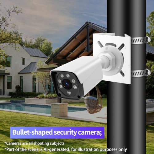 Universal Vertical Pole Mount for Security Camera, White | Solid Metal Bracket with 2 Loops, Suitable for CCTV Cameras LED Wall/Stage Lights Solar Panels, Pole Brackets