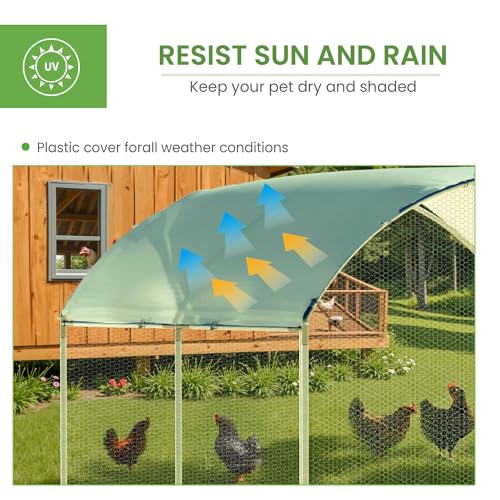 Large Metal Chicken Run, Chicken Coop with Lockable Door Round Shape Walk-in Chicken Hen House with Waterproof & Anti-UV Cover for Duck Rabbit Habitat Cage Outdoor Poultry Cage for Yard Farm - size: 119.0"L x 79.0"W x 80.0"H
