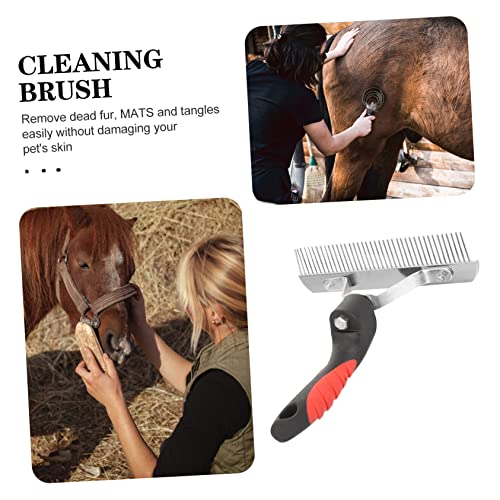 BESPORTBLE Durable Horse Grooming Rake with Rubber Handle Easy to Clean Hair Removal Comb and Pets Comfortable Grip Brush for Removing Mud Shed Hair and Dirt Ergonomic Design Prevents Wrist