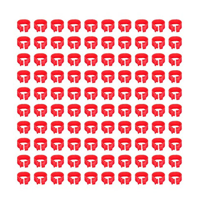 Omabeta Pigeons Foot Ring, Durable Plastic Easy-to-Install Compact Design, Identification Leg Rings, for Pigeon Identification, Red, 8mm, 100 Pieces - color: Red