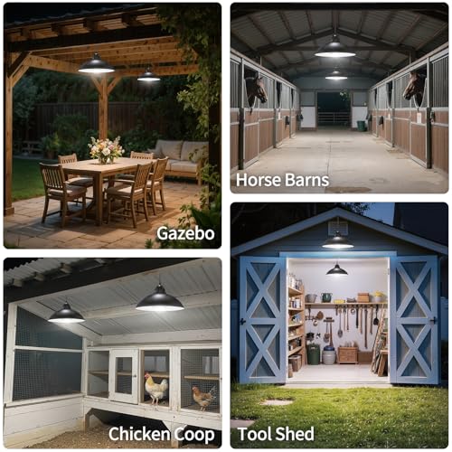 Lightonight Dual Head Solar Pendant Light | Indoor Outdoor, Remote IP65 Waterproof Dusk to Dawn Solar Shed Lamp for Gazebo, Barn, Stables, Tents